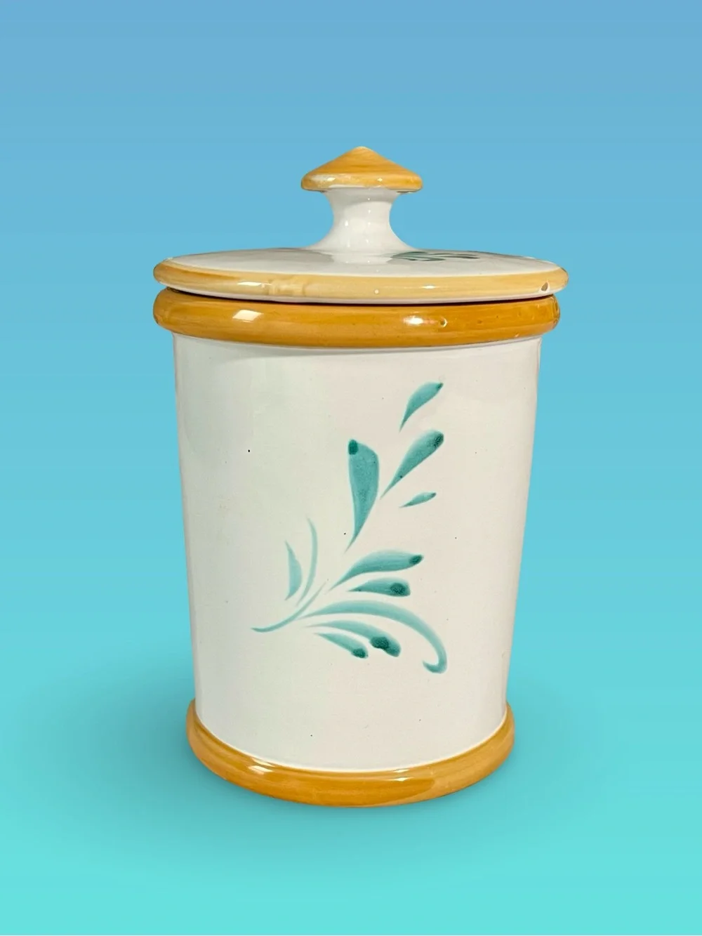 Tuscan Style Ceramic Jar Multi Wick Candle Hand Painted Italian Design Lidded